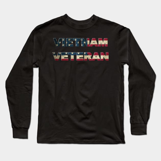 Vietnam Veteran US Flag Vintage Long Sleeve T-Shirt by Dirty Custard Designs 